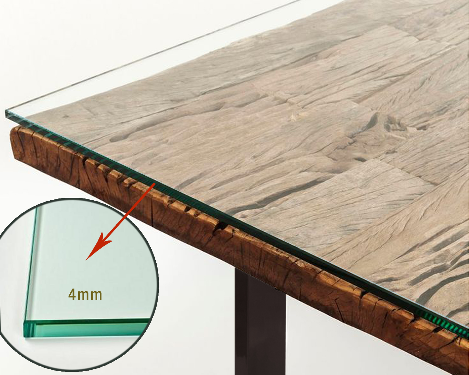 Tisch-Auflageplatte aus Floatglas 4mm