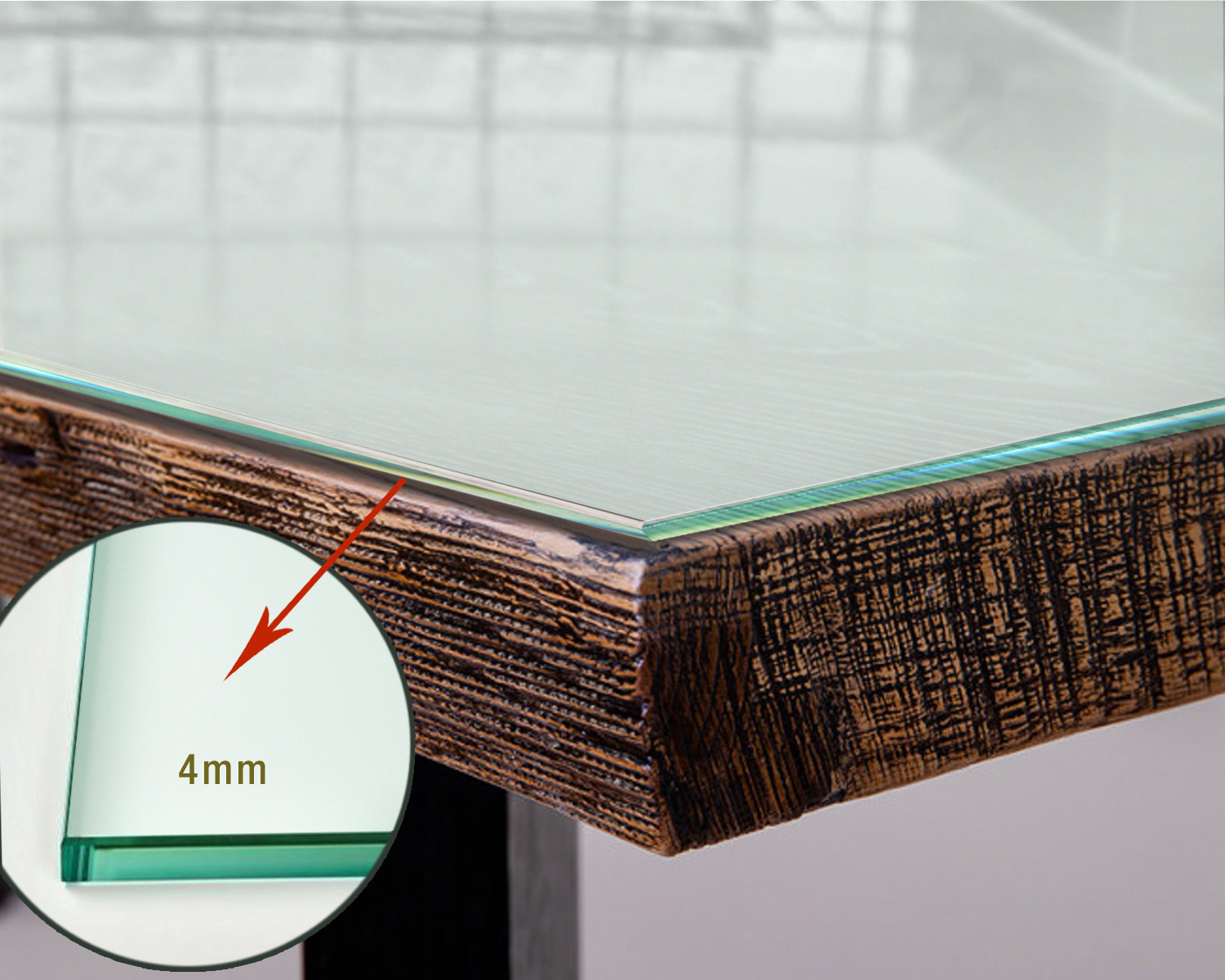 Tisch-Auflageplatte Satinato aus Floatglas 4mm