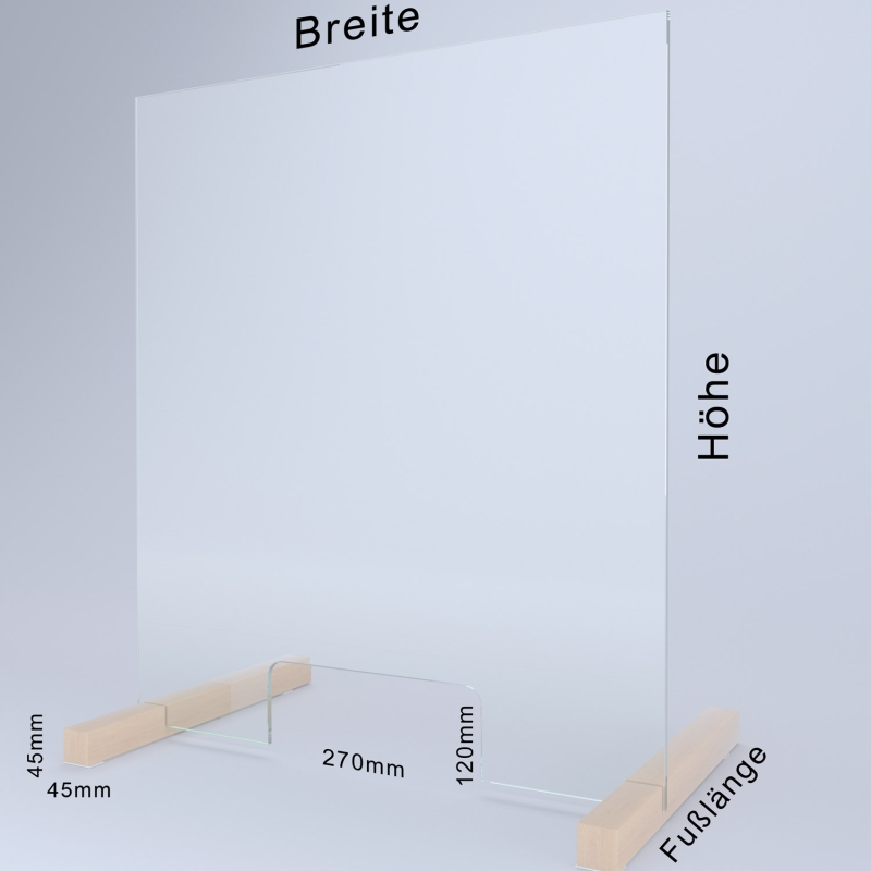 Spuckschutz - echtes Sicherheitsglas mit Durchreiche ESG A1
