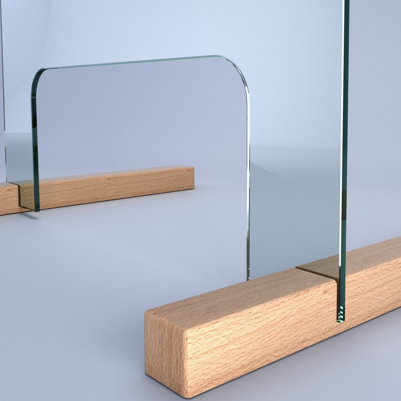 Spuckschutz - echtes Sicherheitsglas mit großer Durchreiche ESG A2