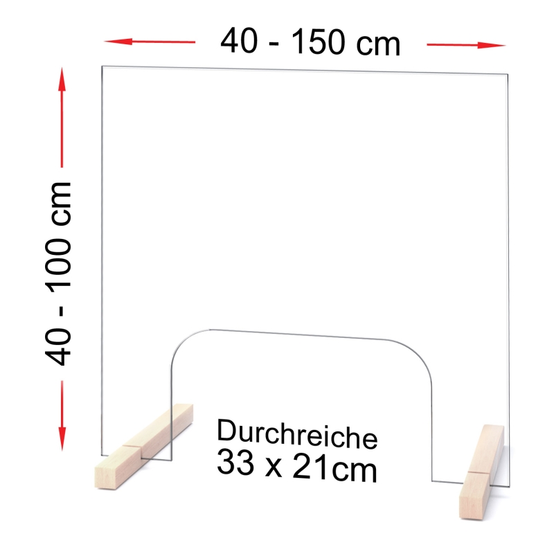 Spuckschutz - echtes Sicherheitsglas mit großer Durchreiche ESG A2