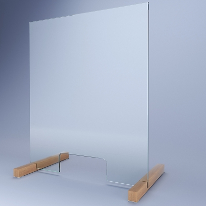 Spuckschutz - echtes Sicherheitsglas mit Durchreiche ESG A1
